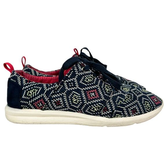 TOMS Del Rey Navy Blue Multi Woven Lace Up Sneakers Size 9 - Picture 5 of 9
